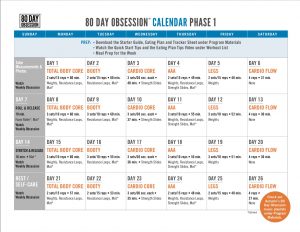 80 day obsession calendar printable