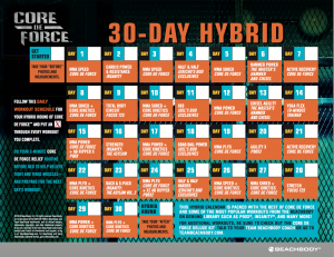 Hybrid core de force calendar, hybrid beachbody calendar, calendar hybrid beachbody