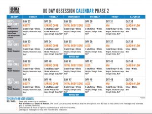 80 day obsession phase 2 calendar, phase 2 80 day obsession